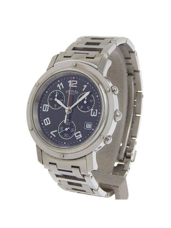 Hermes Clipper Stainless Steel Quartz Chronograph Black Dial Watch main image 7